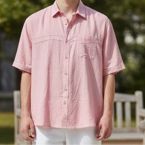 Cafe Luna Men's Crosshatch Print Short Sleeve